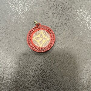 Wooden Necklace Charm with upcycled Louis Vuitton monogram charm